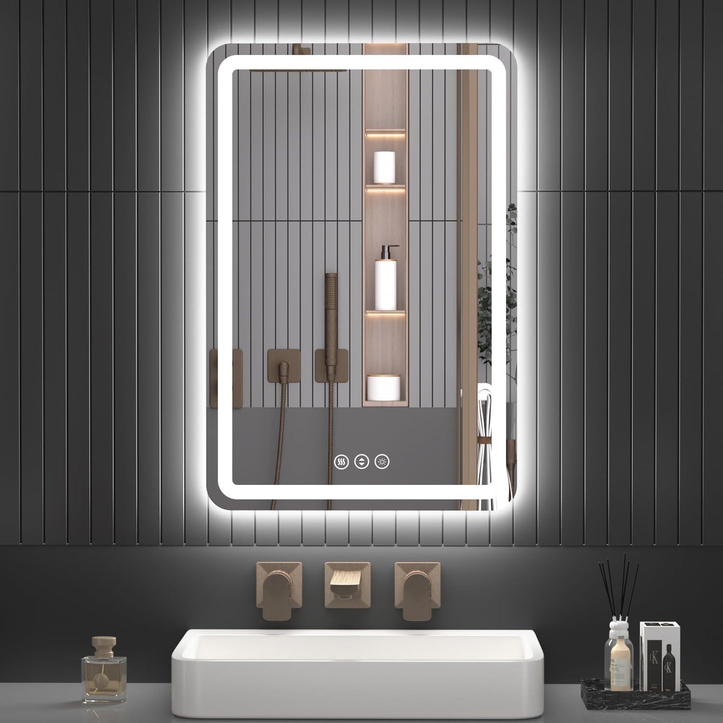 Round LED Bathroom Mirror with Lights, Backlit & Front Lighted, Wall-Mounted Vanity Mirror 3000K/4000K/6000K, Memory Functions, Anti-Fog, Dimmable Smart Mirror (Round 24" X 24")