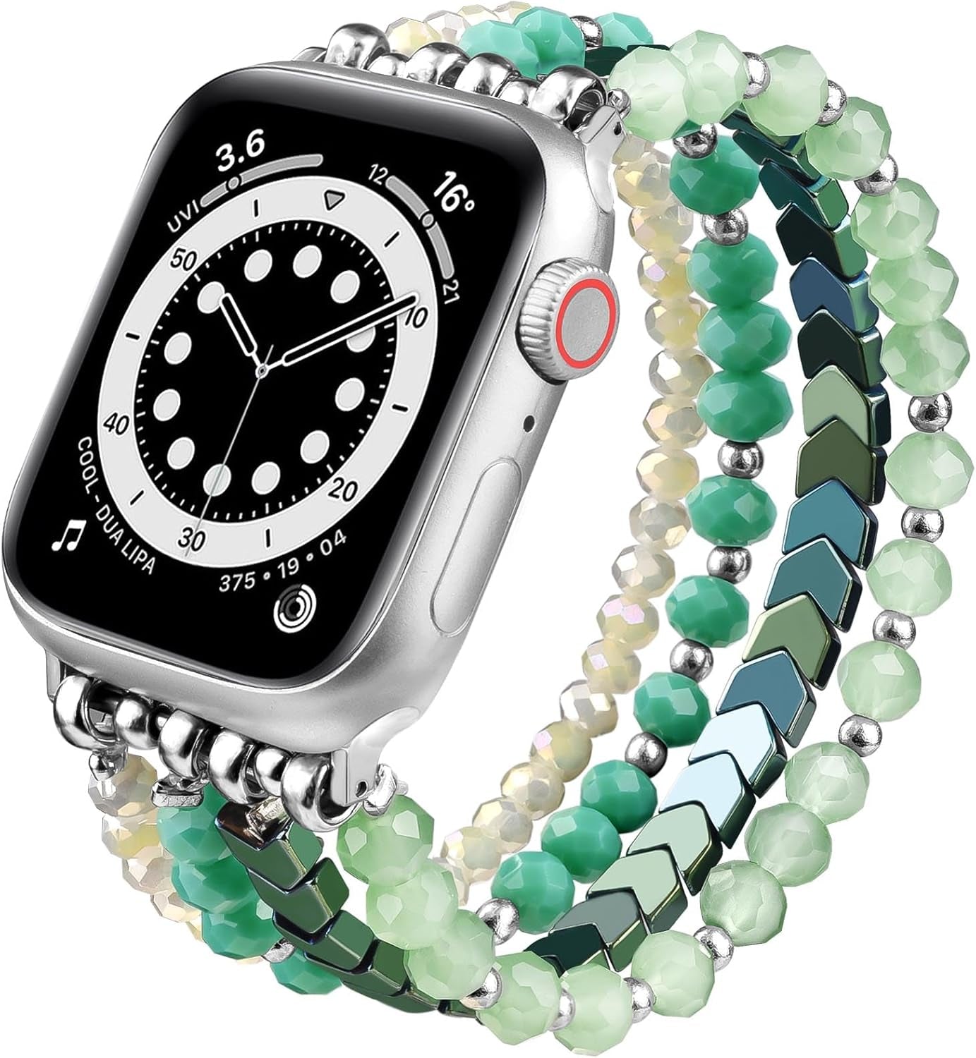 Beaded Bracelet Compatible with Apple Watch Band 38Mm/40Mm/41Mm/42Mm（Series 10） 9/8/7/SE/6/5/4/3/2/1 Women Fashion Handmade Elastic Stretch Strap for Iwatch Bands Replacement