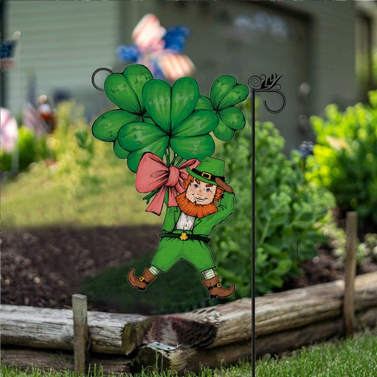 St Patricks Day Garden Flag Leprechauns Shamrocks Clovers Vertical Double Sided Holiday Yard Outdoor Decor 16 X 24 Inch