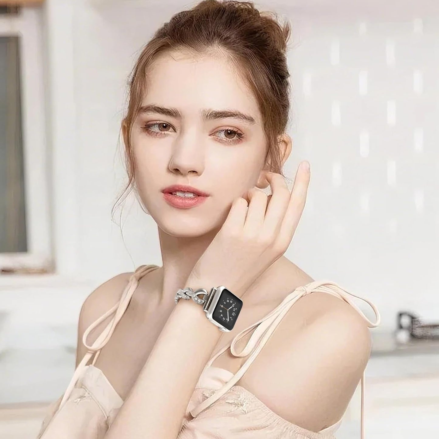 Bling Band Compatible with Apple Watch Band 49Mm 46Mm 45Mm 44Mm 42Mm Women Dressy Jewelry Bracelet for Iwatch Ultra Series 10/9/8/7/SE/6/5/4/3/2/1