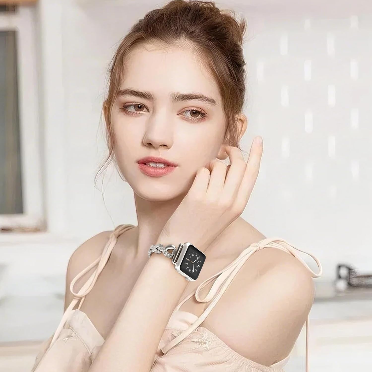 Bling Band Compatible with Apple Watch Band 49Mm 46Mm 45Mm 44Mm 42Mm Women Dressy Jewelry Bracelet for Iwatch Ultra Series 10/9/8/7/SE/6/5/4/3/2/1
