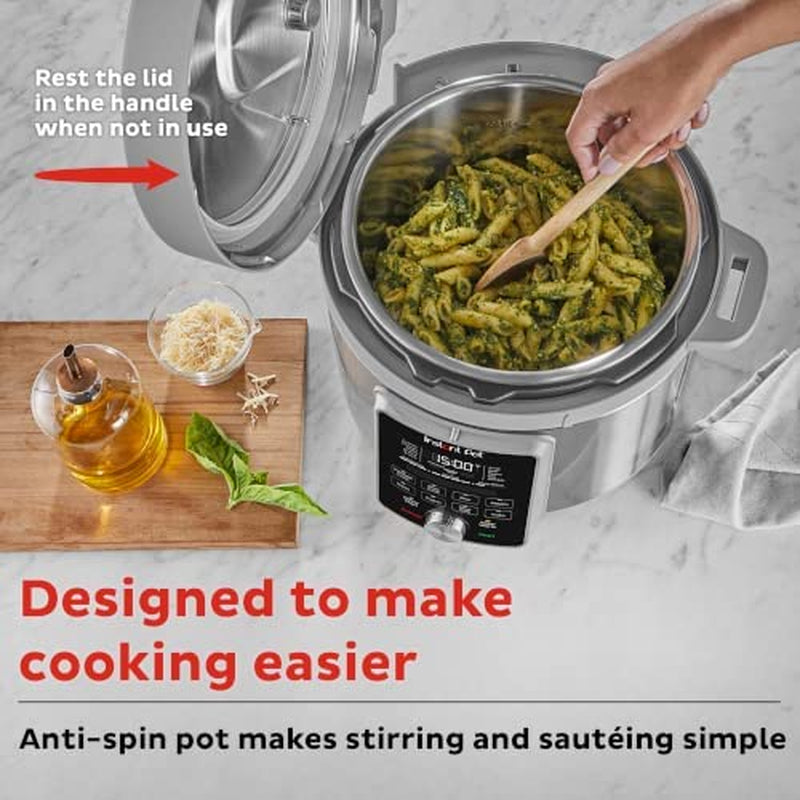 Duo Plus, 6-Quart Whisper Quiet 9-In-1 Electric Pressure Cooker, Slow Rice Steamer, Sauté, Yogurt Maker, Warmer & Sterilizer, Free App with 800+ Recipes, Stainless Steel