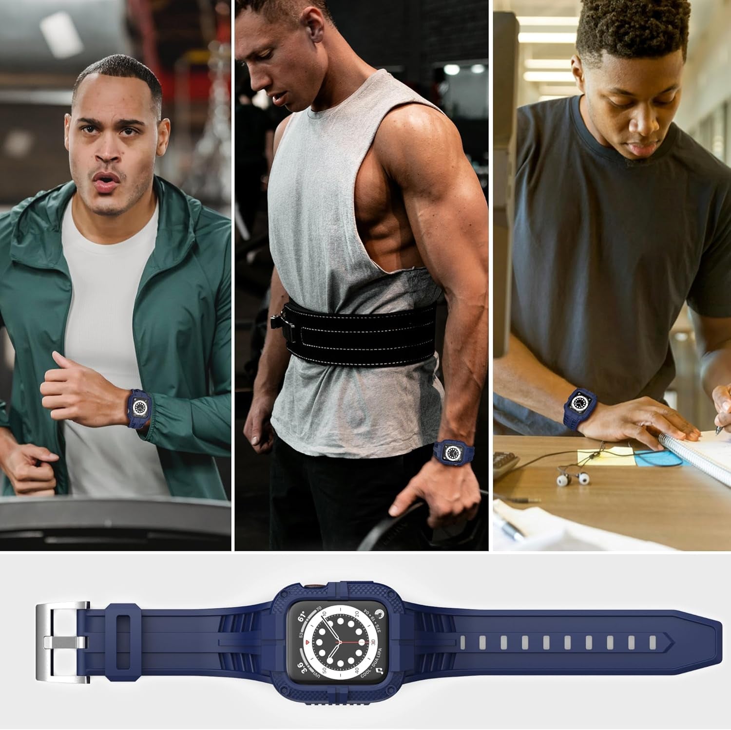 Rugged Watch Band Compatible with Apple Watch Series 9 Band for 41Mm 40Mm 38Mm SE 9/8/7/6/5/4/3 for Men Women (41Mm/40Mm/38Mm, Blue)
