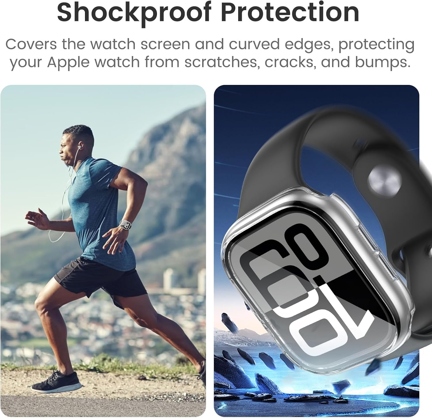 Waterproof Case and Glitter Stretchy Bands Compatible with Apple Watch Series 10 42Mm
