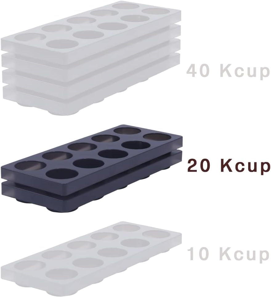 Coffee Pod Storage Organizer for Kitchen Drawer Holders 20 K CUP, Premium Plastic Tray with Non-Slip Mat