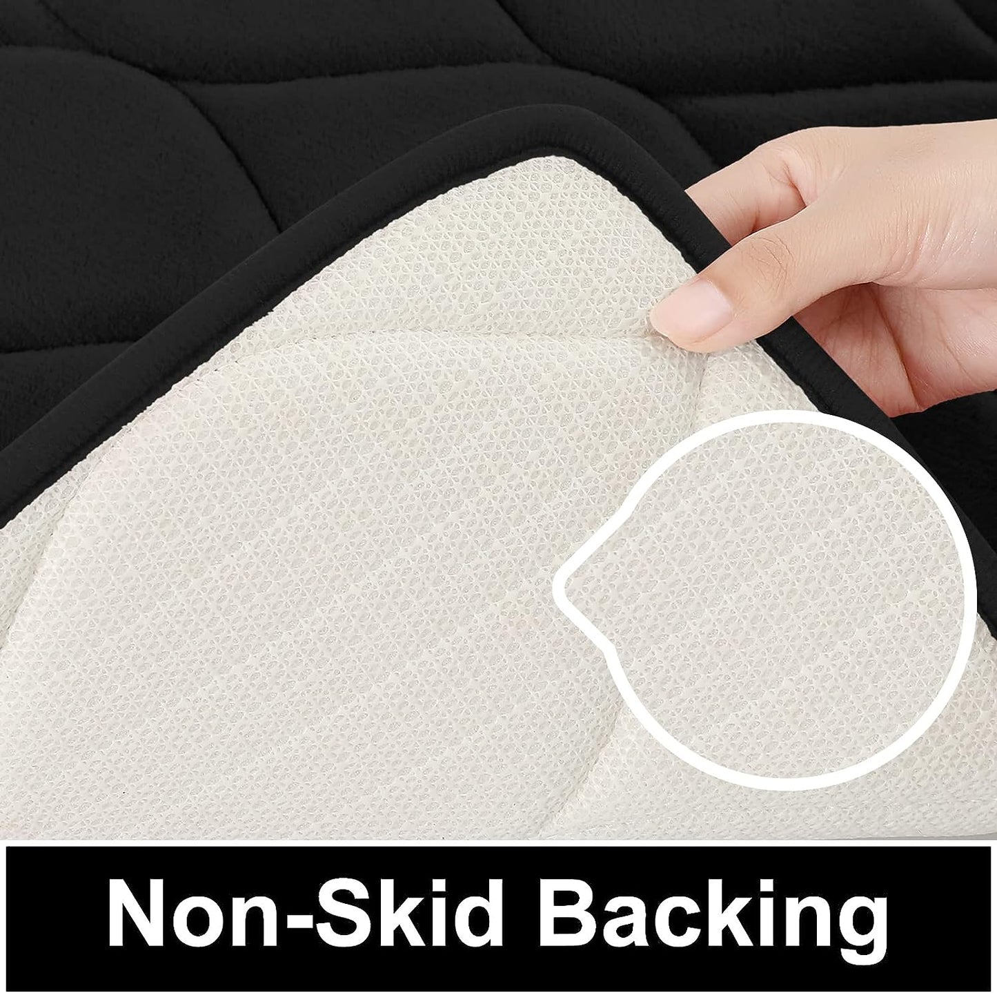 Memory Foam Bathroom Rugs, Ultra Soft & Non-Slip Bath Mat, Water Absorbent and Machine Washable Bath Carpet Rug for Shower Bathroom Floor Rugs, 30''X20'', Black