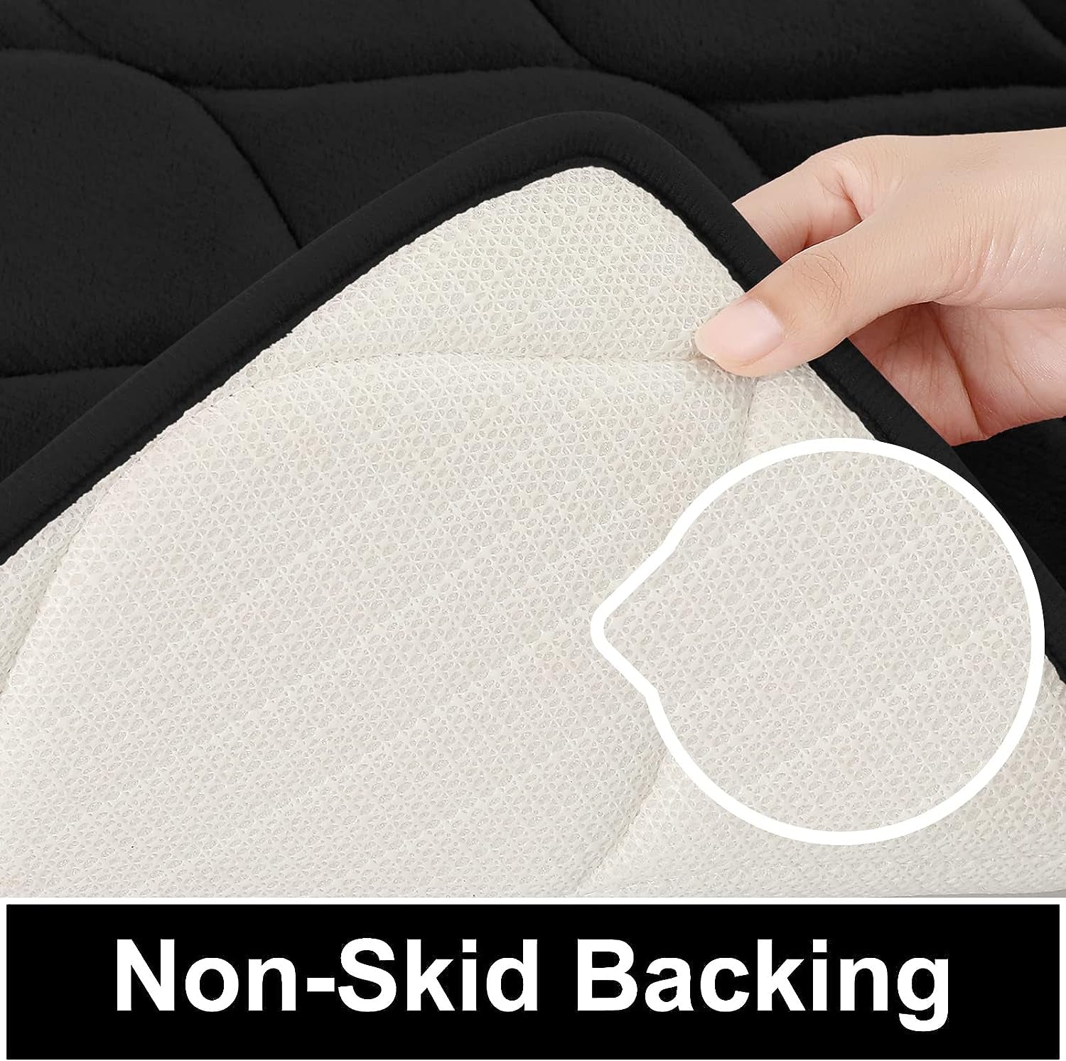 Memory Foam Bathroom Rugs, Ultra Soft & Non-Slip Bath Mat, Water Absorbent and Machine Washable Bath Carpet Rug for Shower Bathroom Floor Rugs, 30''X20'', Black