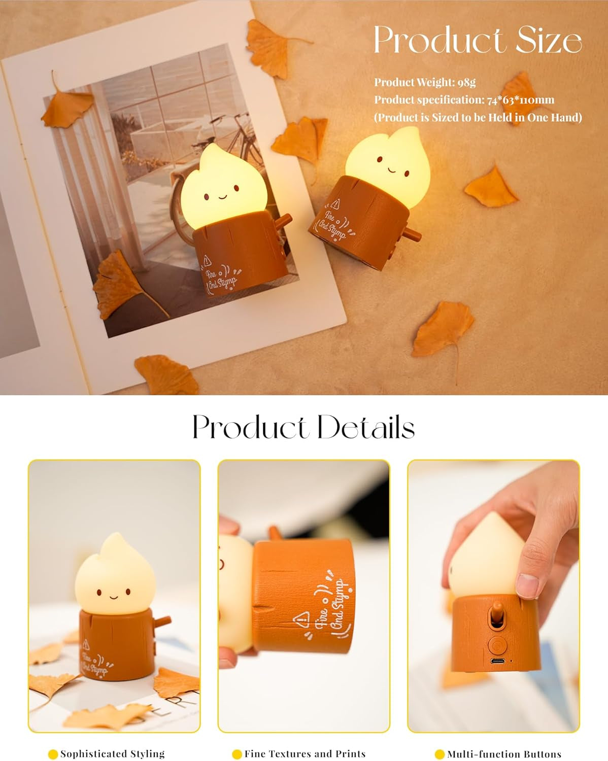 Flameless Candles Lamp, Cute Night Light,Torch Stump Light, LED Tea Lights Candles Rechargeable Night Light,Suitable for Kids Lamp Bedroom,Outdoor,Camp, Gift, Christmas,Halloween