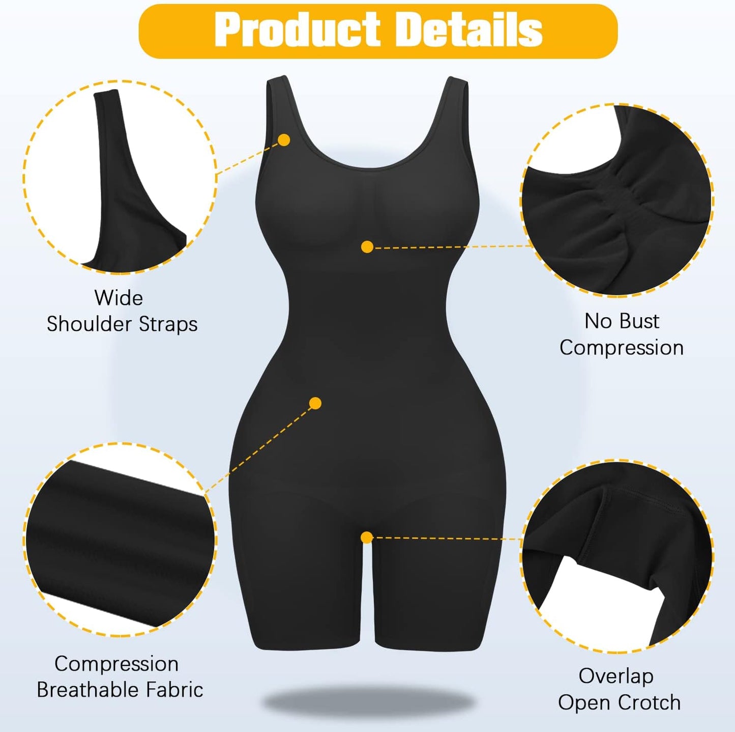 Shorts Bodysuit for Women Tummy Control Shapewear Seamless Sexy Butt Lifting Workout Bodycon One Piece Short Jumpsuit