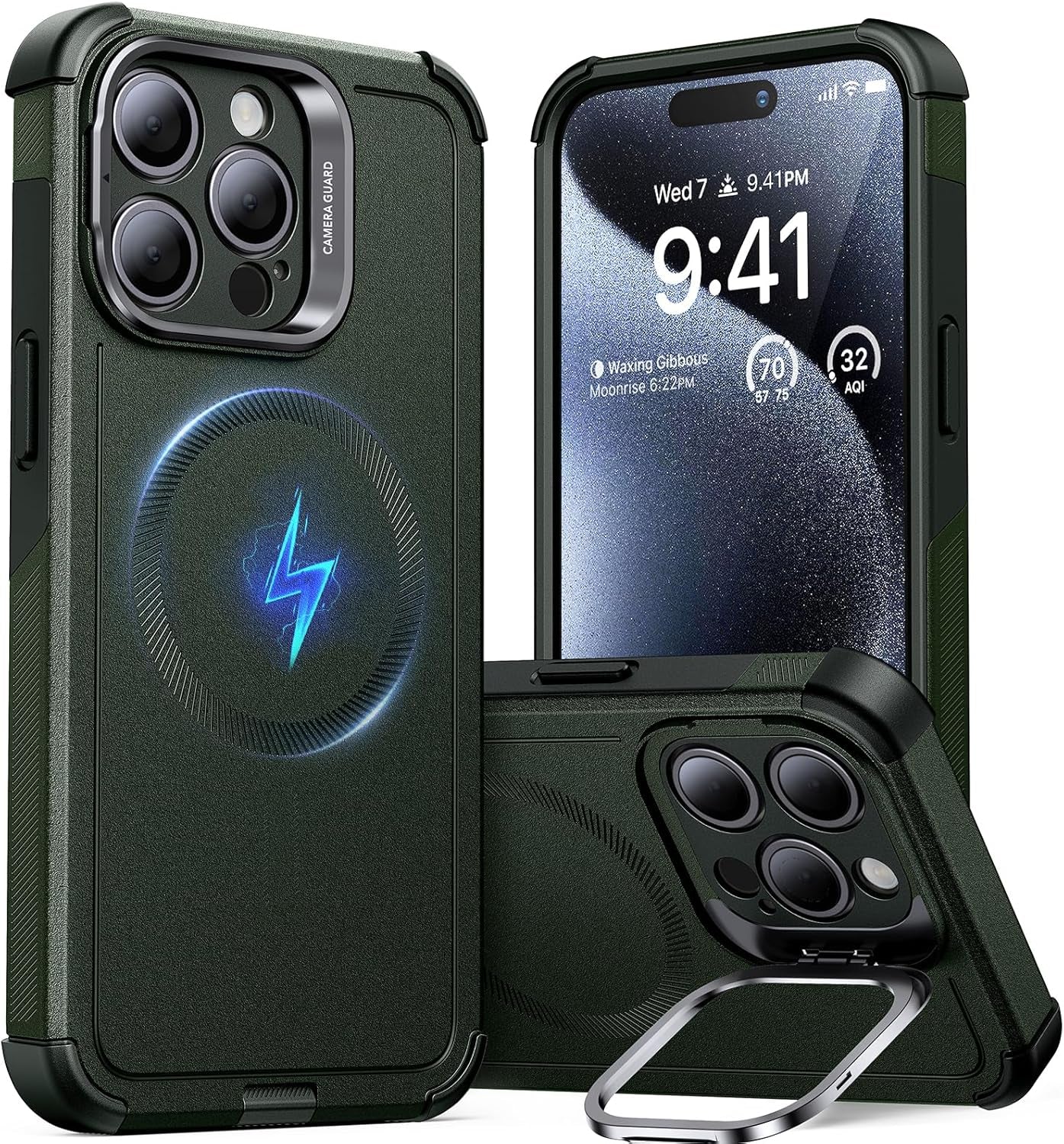 for Iphone 16E Case, 23 Ft Military-Grade Drop Protection, Heavy Duty Magnetic Phone Case, Compatible with Magsafe Accessories, Cyber Series, Black