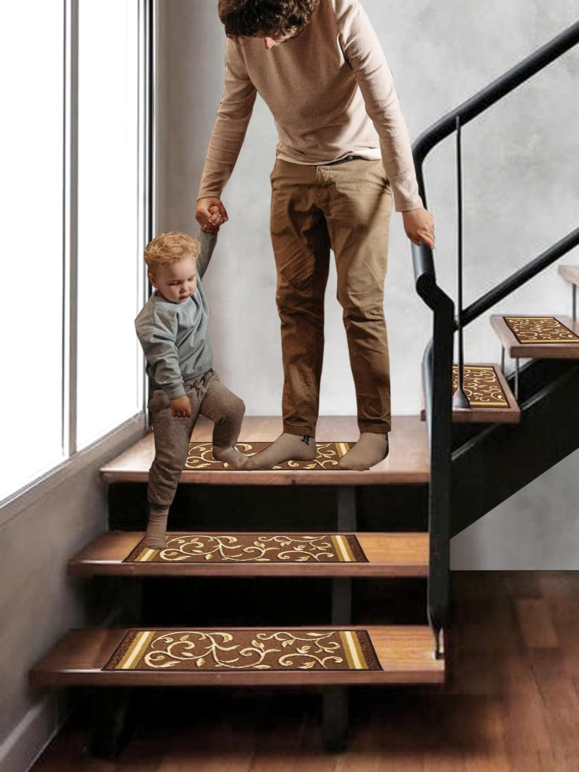 Rug Non-Slip Rubber Back Carpet Stair Treads - Skid Resistant Stair Mats (8.5" X 26") (7, 1923)