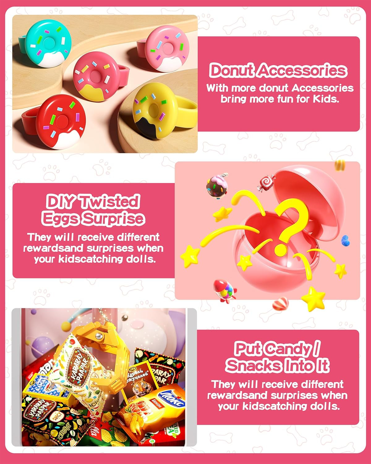 Rabbit Claw Machine for Kids, Mini Vending Machine with Game Coins & Music, Prize Dispenser Toys for Girls and Boys, Electronic Claw Game Machine for Party Birthdays, Includes 30 Mini Toys ZOUSA