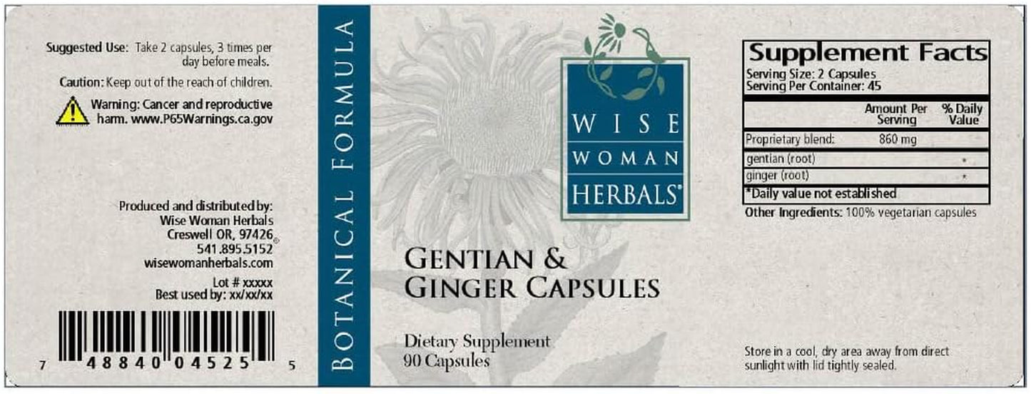 – Gentian & Ginger Capsules - All-Natural Digestive Function Support Supplement for Normal Healthy Digestion, Natural Aid for Occasional Upset Stomach, Acid Indigestion and Gas TLBH