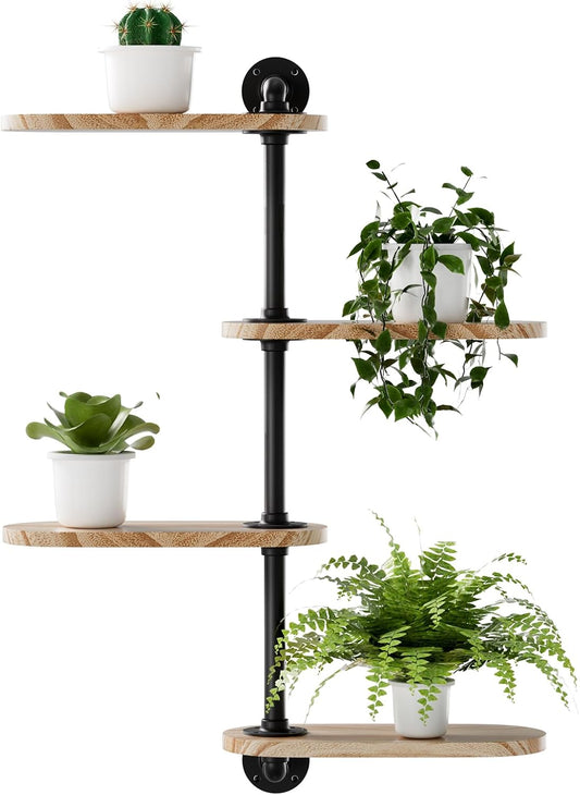 Rotating Window Plant Shelves 4 Tier Plant Display Holder Wall Mounted Plant Holder Window Sill Shelf for Plants Indoor Simple and Functional Swivel Plant Shelf to Decorate Your Space