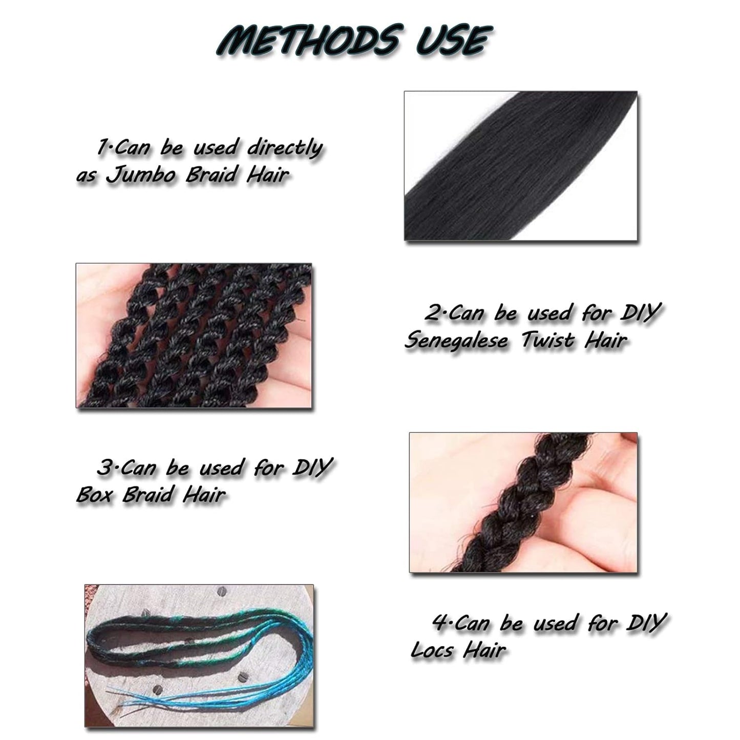 Pre Stretched Braiding Hair Natural Black 30 Inch 8 Packs Synthetic Crochet Braids Hot Water Setting Professional Soft Yaki Texture Synthetic Hair Extensions(1B)