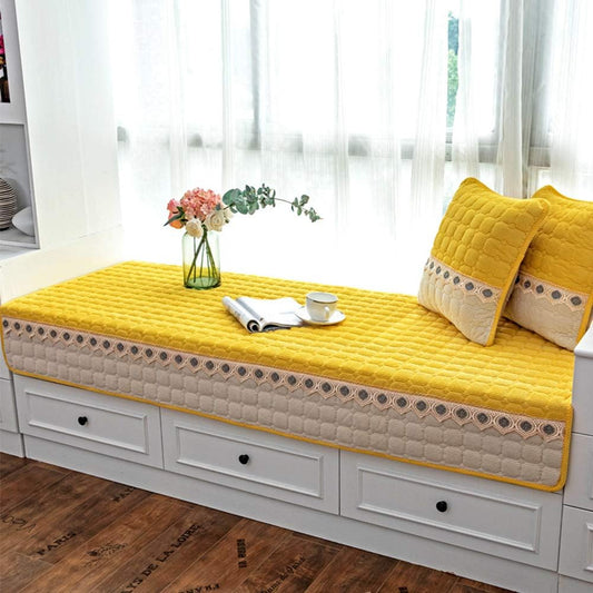 Bay Window Cushion Seat Indoor, Farmhouse Window Seat Cushions Indoor for Bedroom, Non Slip Pads/Bay Window Sill Bench Cushions, 27.55 X 59.05 Inches, Yellow