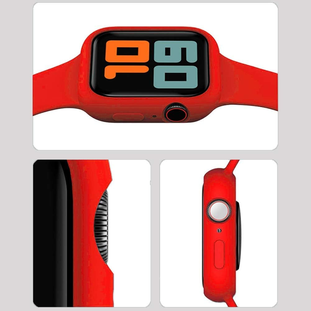 Compatible for Apple Watch Band with Case,Soft Silicone Sport Bands Wrist Strap with Protective Bumper for Iwatch SE Series 6 / Series5 / Series 4 Accessories.