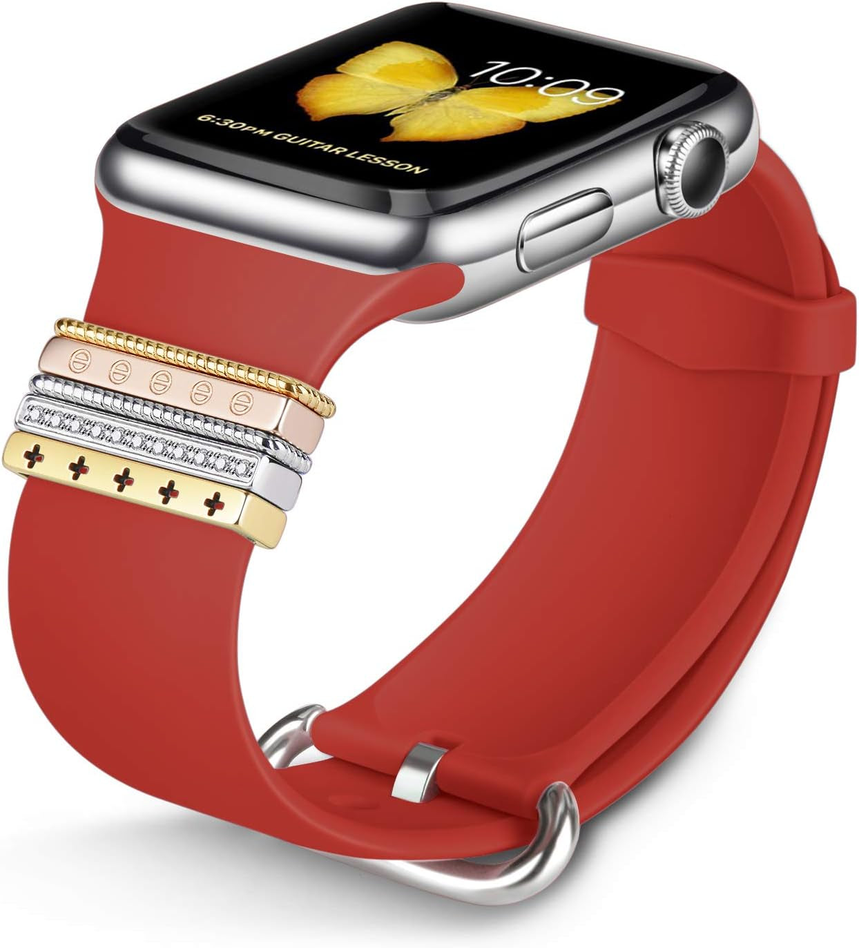 Decorative Rings Loops Compatible with Apple Watch Bands Charms Series 8/7 41Mm 45Mm/Series 6/SE2/SE/5/4 44Mm 40Mm/Series 3/2/1 42Mm 38Mm Watchband Decorative Charms Accessories (No Band)
