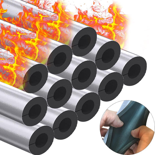 12 Pack Pipe Insulation Foam Tube, 3/4'' Self Adhesive Pre Slit Foam Pipe Covers Polyethylene with Aluminum Foil for Spigot, Winter outside Pipes, Sprinkler, Water Heater Pipes Freeze Protection