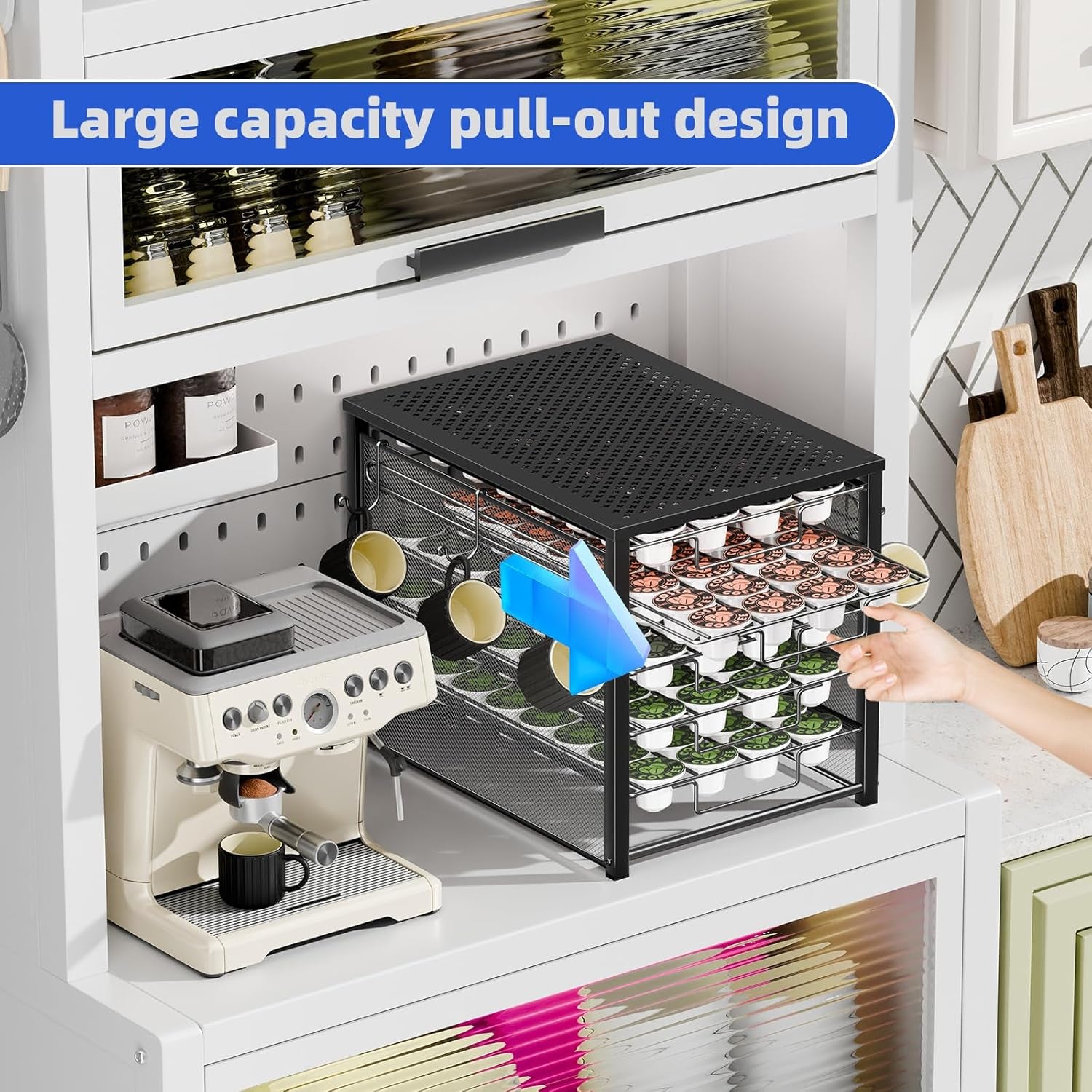 5 Tier Coffee Pod Holder for K Cup, 160 Pod Pack Capacity Rack, Metal, Black