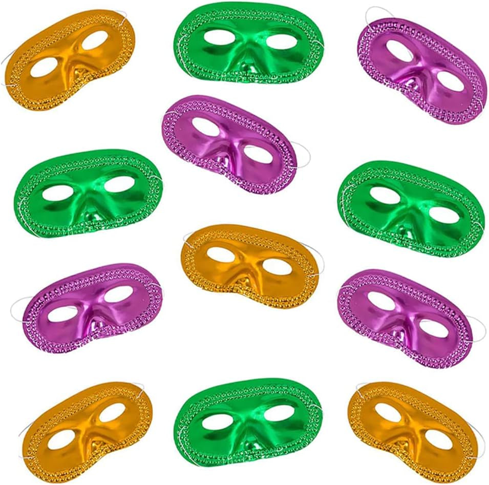 Mardi Grass Masks, Face Costume Accessories, Party Favor Supplies, Great for Quick Costumes, 6.75" Inches