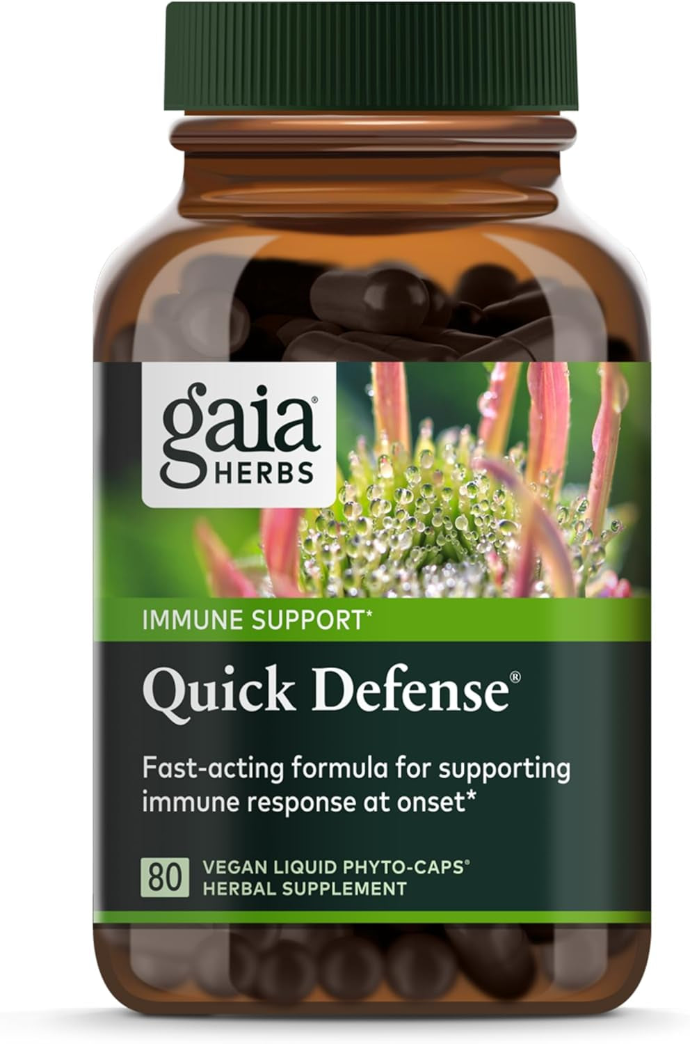 Quick Defense - Fast-Acting Immune Support Supplement for Use at Onset of Symptoms - with Echinacea, Black Elderberry, Ginger & Andrographis - 80 Vegan Liquid Phyto-Capsules (8-Day Supply) TLBH