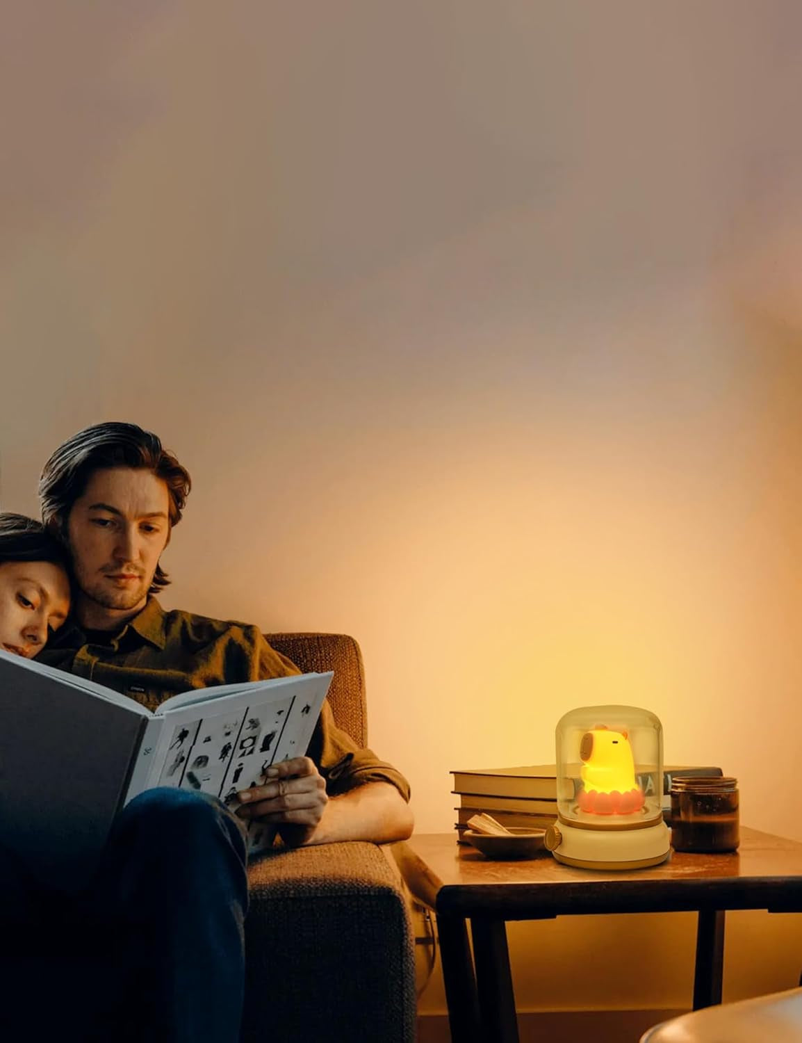 Lucky Capybara Night Light,Lotus Lamp, Cute Lamp and Cozy Lighting,Rotate to Adjust Brightness,Rechargeable Night Light for Kids, Cute Stuff Gifts for Children,Lucky Capybara Bring Good Luck