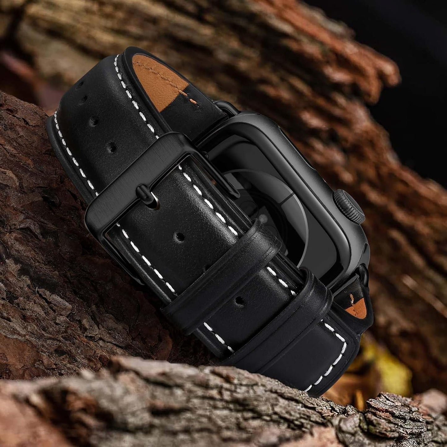 Leather Bands Compatible with Apple Watch Bands 49Mm 46Mm 45Mm 44Mm 42Mm 40Mm for Men Women, Vintage Genuine Leather Wristband Replacement Bands for Iwatch Series 10 9 8 7 6 5 4 3 2 1 SE Ultra2