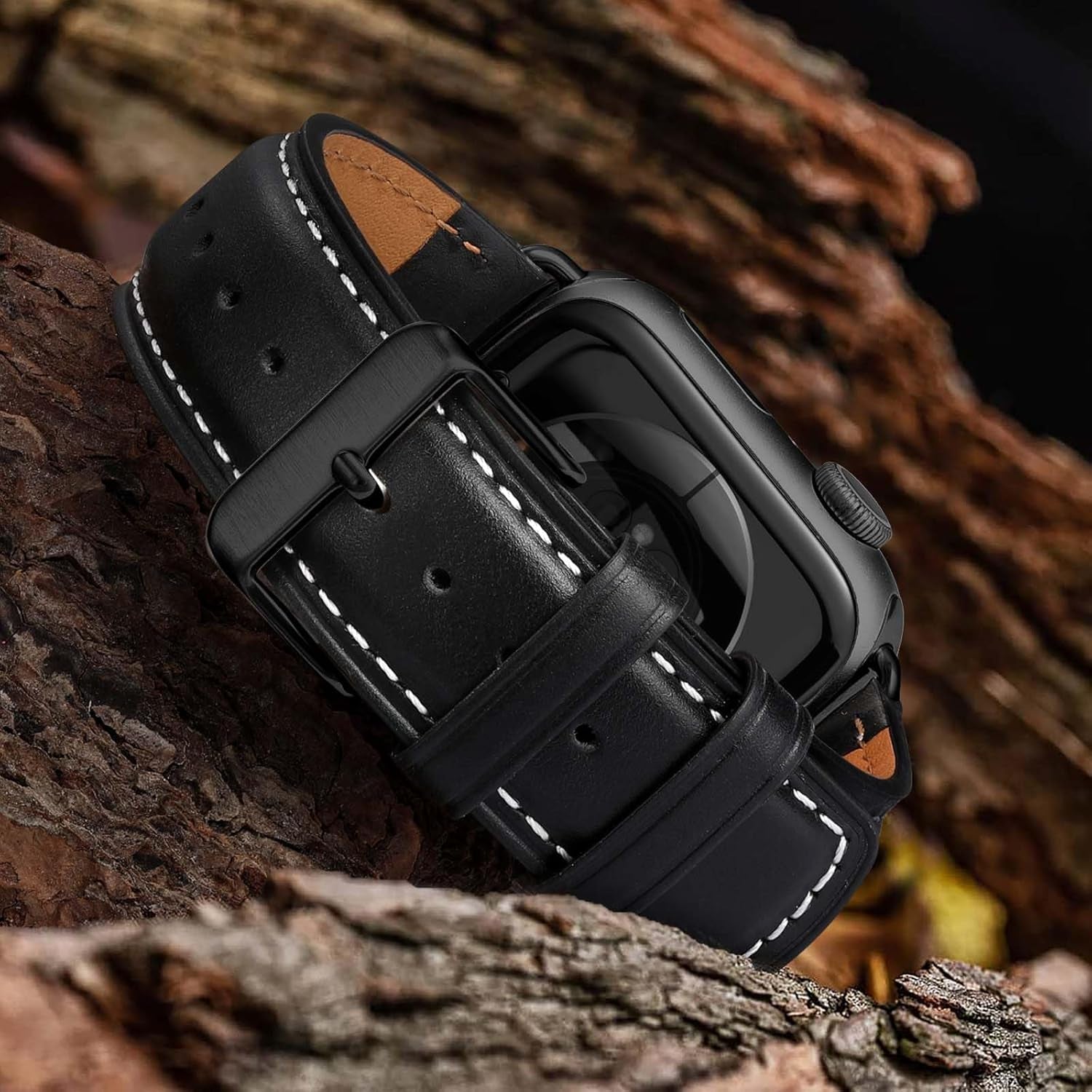 Leather Bands Compatible with Apple Watch Bands 49Mm 46Mm 45Mm 44Mm 42Mm 40Mm for Men Women, Vintage Genuine Leather Wristband Replacement Bands for Iwatch Series 10 9 8 7 6 5 4 3 2 1 SE Ultra2