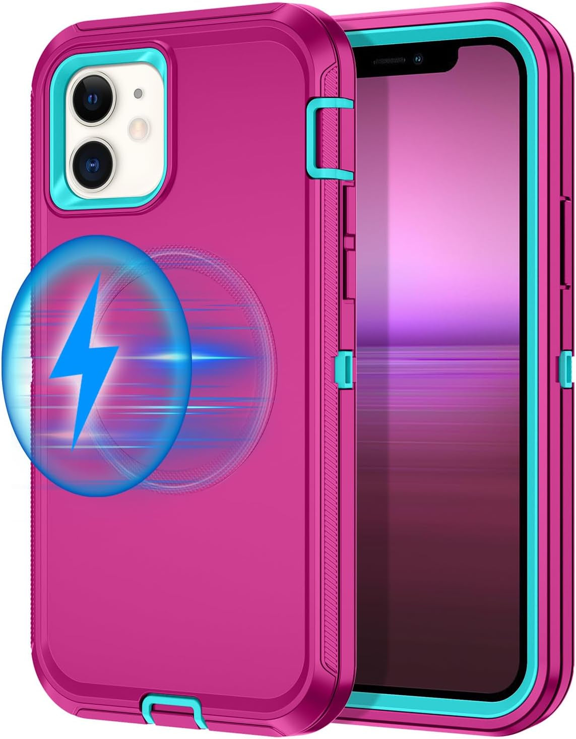 For Iphone 16E Case [Compatible with Magsafe] Shockproof 3-Layer Full Body Protection [Without Screen Protector] Rugged Heavy Duty Cover Case for Apple Iphone 16E 6.1",Turquoise