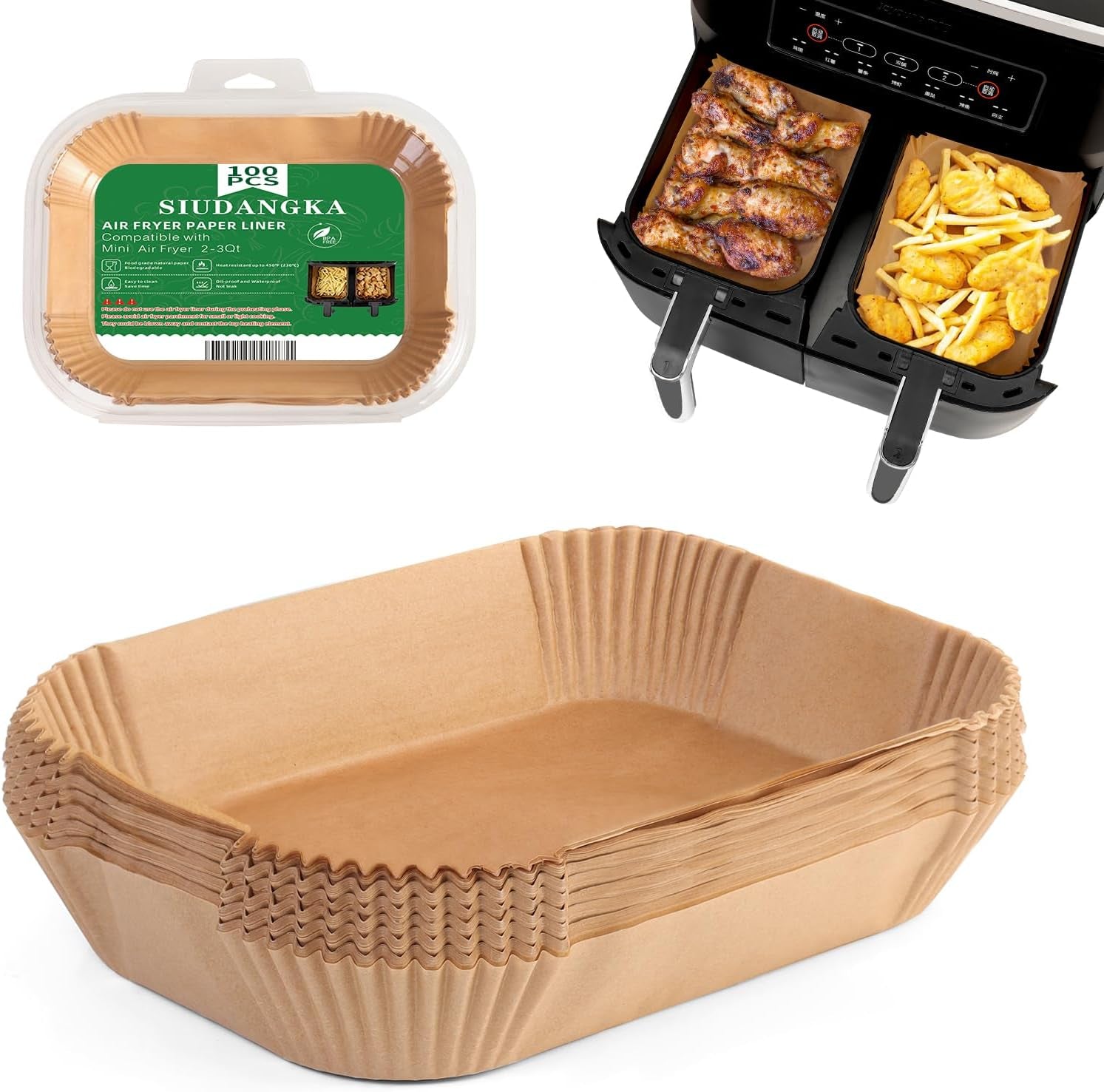 Air Fryer Liners for Ninja Air Fryer, 100 Pcs Air Fryer Disposable Paper Liner Air Fryer Accessories for Ninja AF101 Air Fryer Ninja Af150Air Fryer XL Ninja AF161