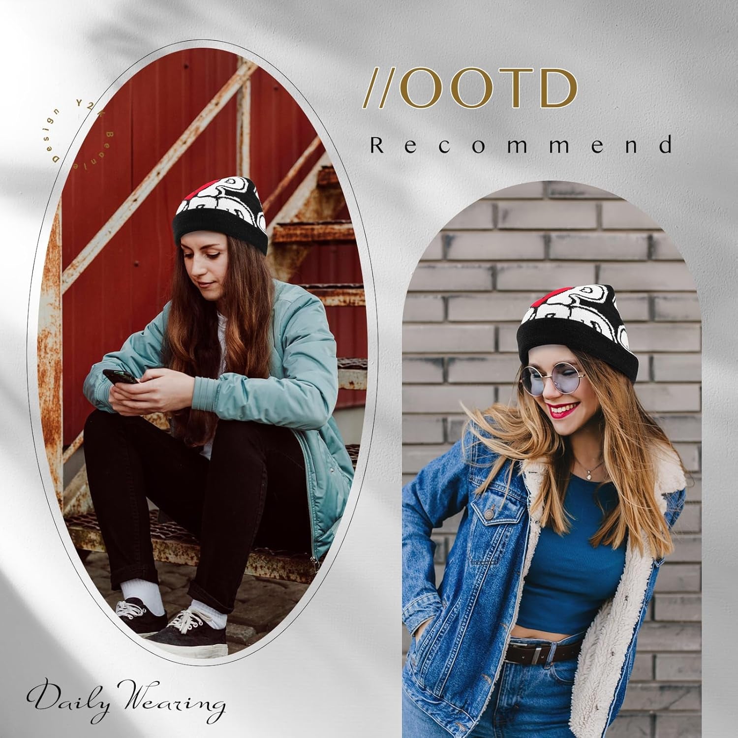 Y2K Beanie Wool Acrylic Knit Hat for Men and Women, Trendy Soft & Comfortable Winter Cap