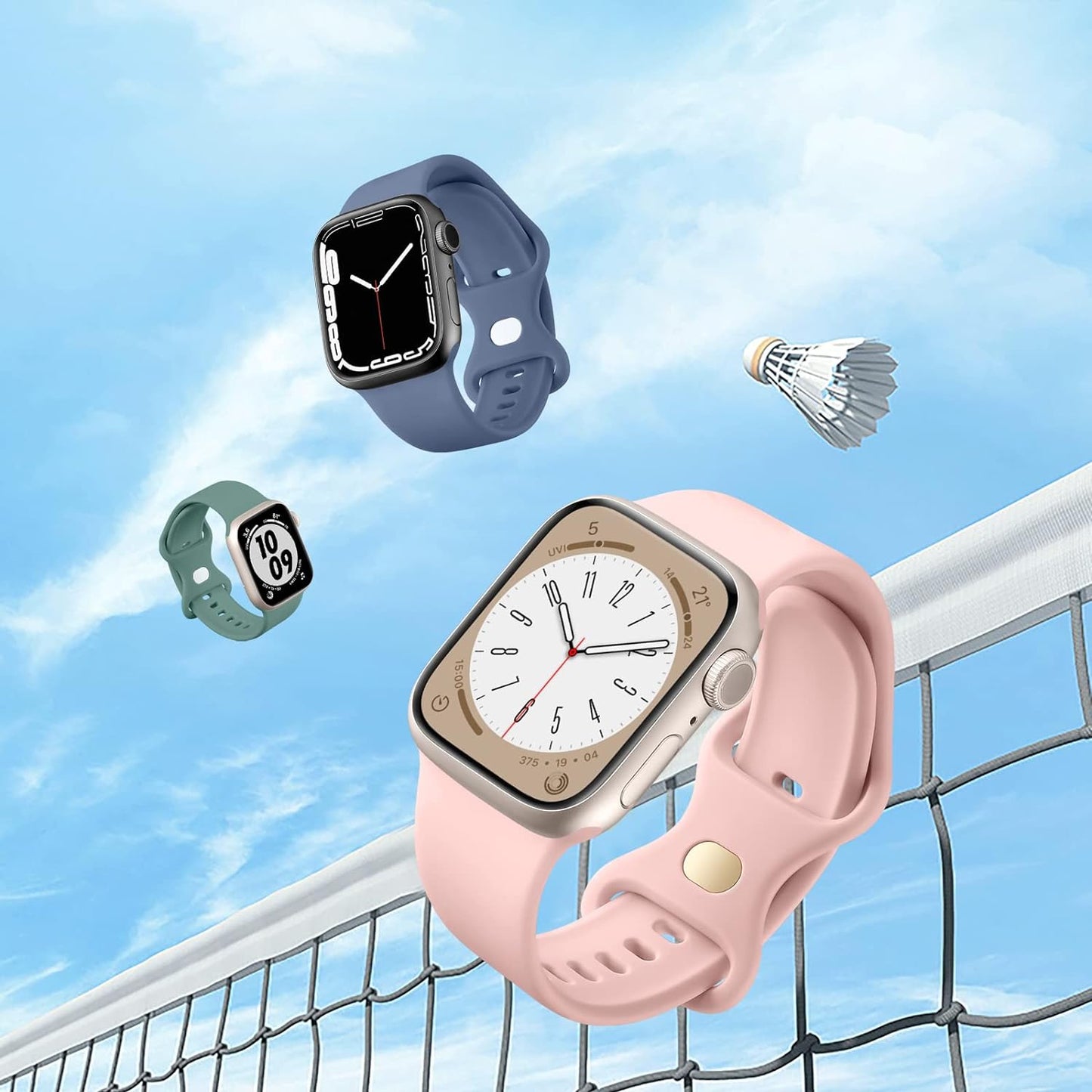 6 Pack Bands Compatible for Apple Watch Band 38Mm 40Mm 41Mm 42Mm 44Mm 45Mm 49Mm Women Men, Breathable Silicone Sport Strap Replacement Band for Iwatch Apple Watch Series 9 8 7 6 5 4 3 SE Ultra