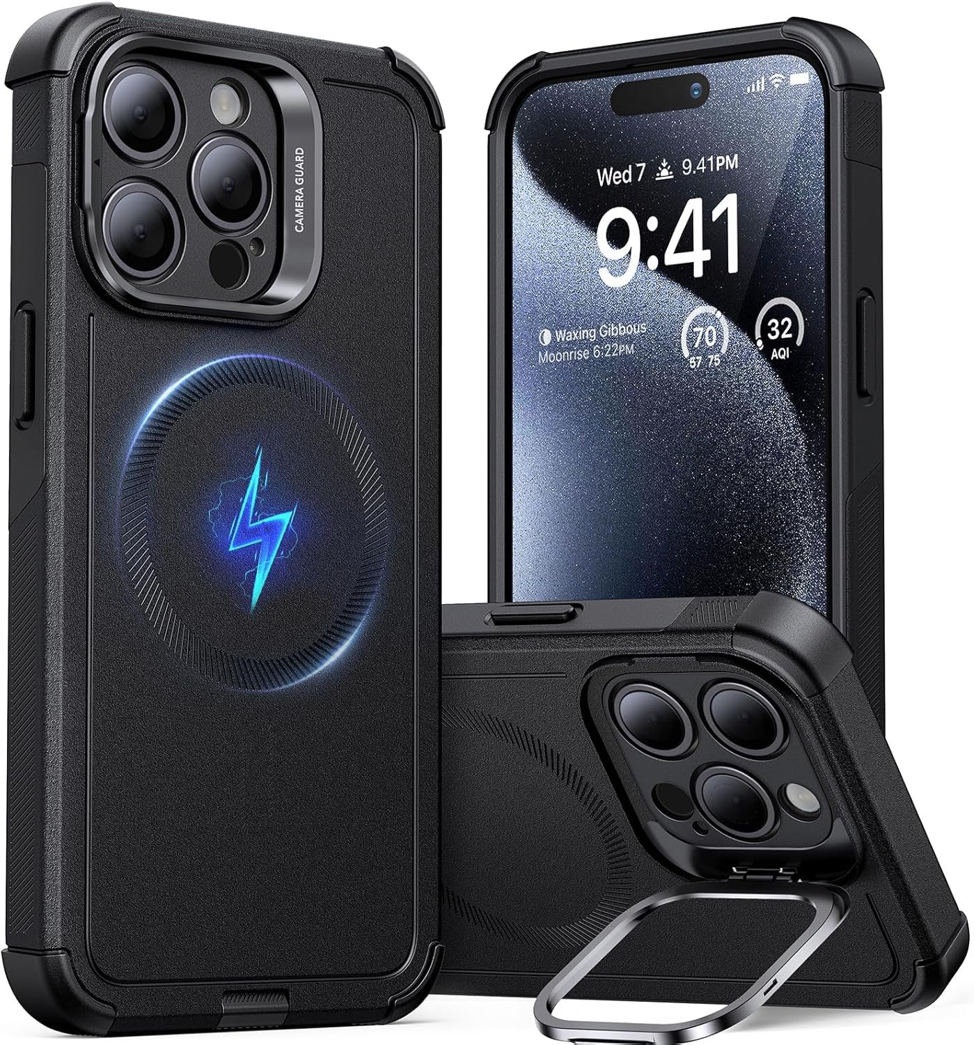 for Iphone 16E Case, 23FT Military-Grade Drop Protection, Heavy Duty Magnetic Phone Case for Iphone SE 4, Compatible with Magsafe Accessories, Cyber Series, Black