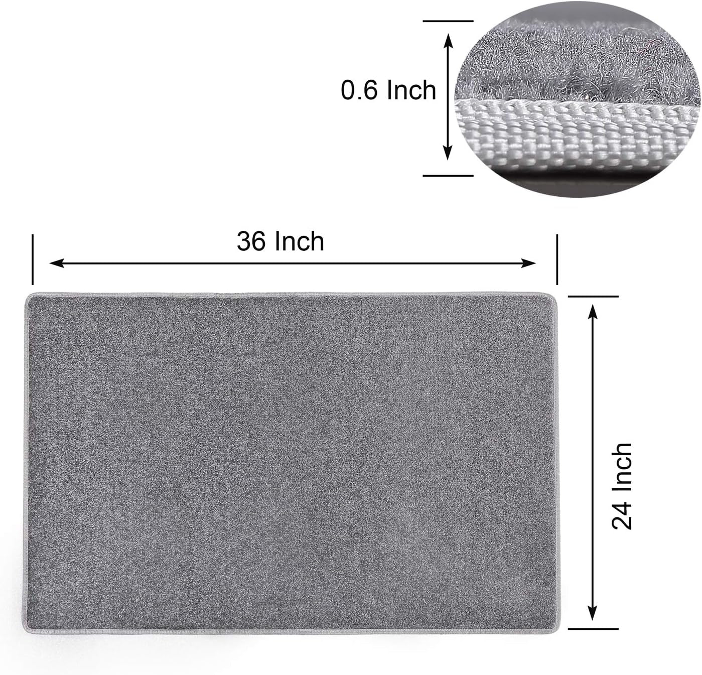 Carpet Stair Tread Landing Mat Tape Free Self Adhesive Non Slip Skid Resistant Indoor Doormat Area Rug Floor Mat for Kitchen Bathroom Workstations Washable 2' X 3' (Gray)