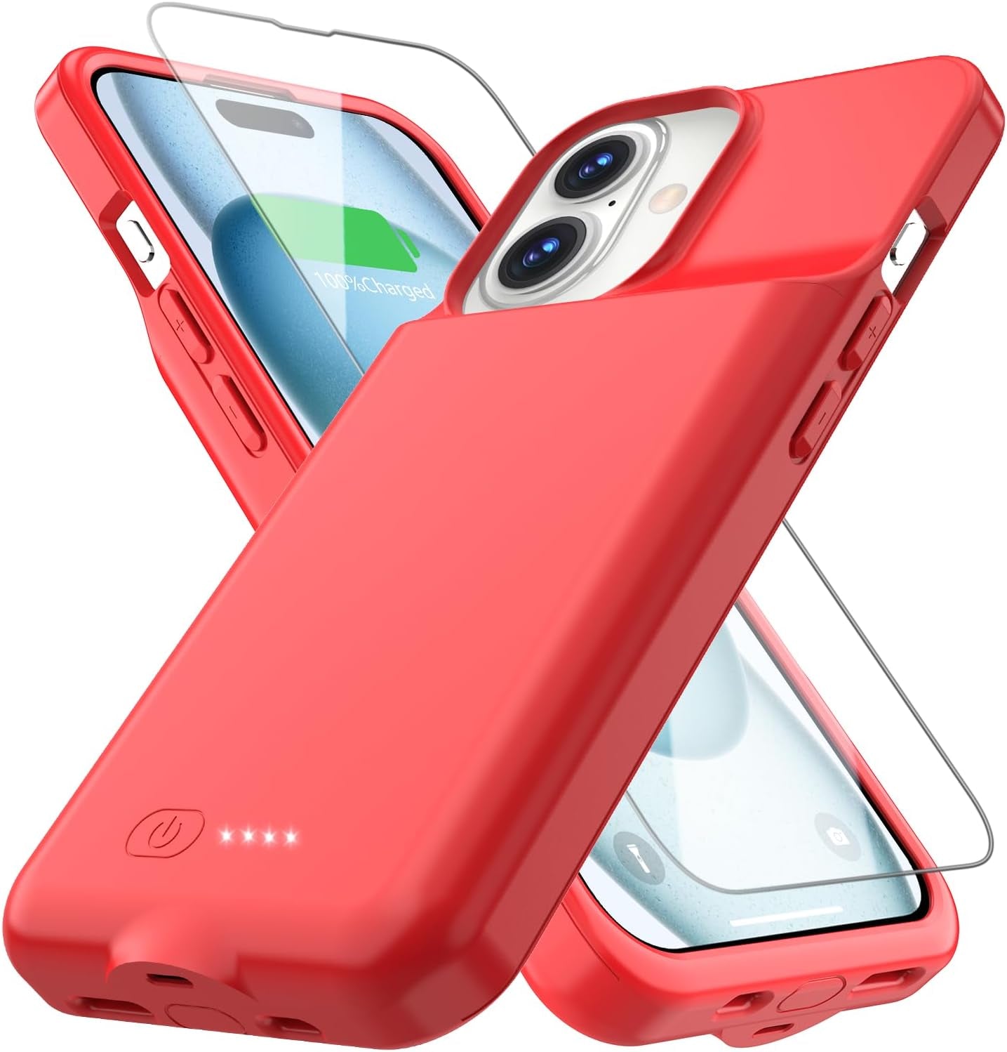 Battery Case for Iphone 16/16E, 15W Fast 8500Mah Charging Portable Rechargeable Charger Case Cover for Iphone 16/16E Charging Case-6.1Inch,Red