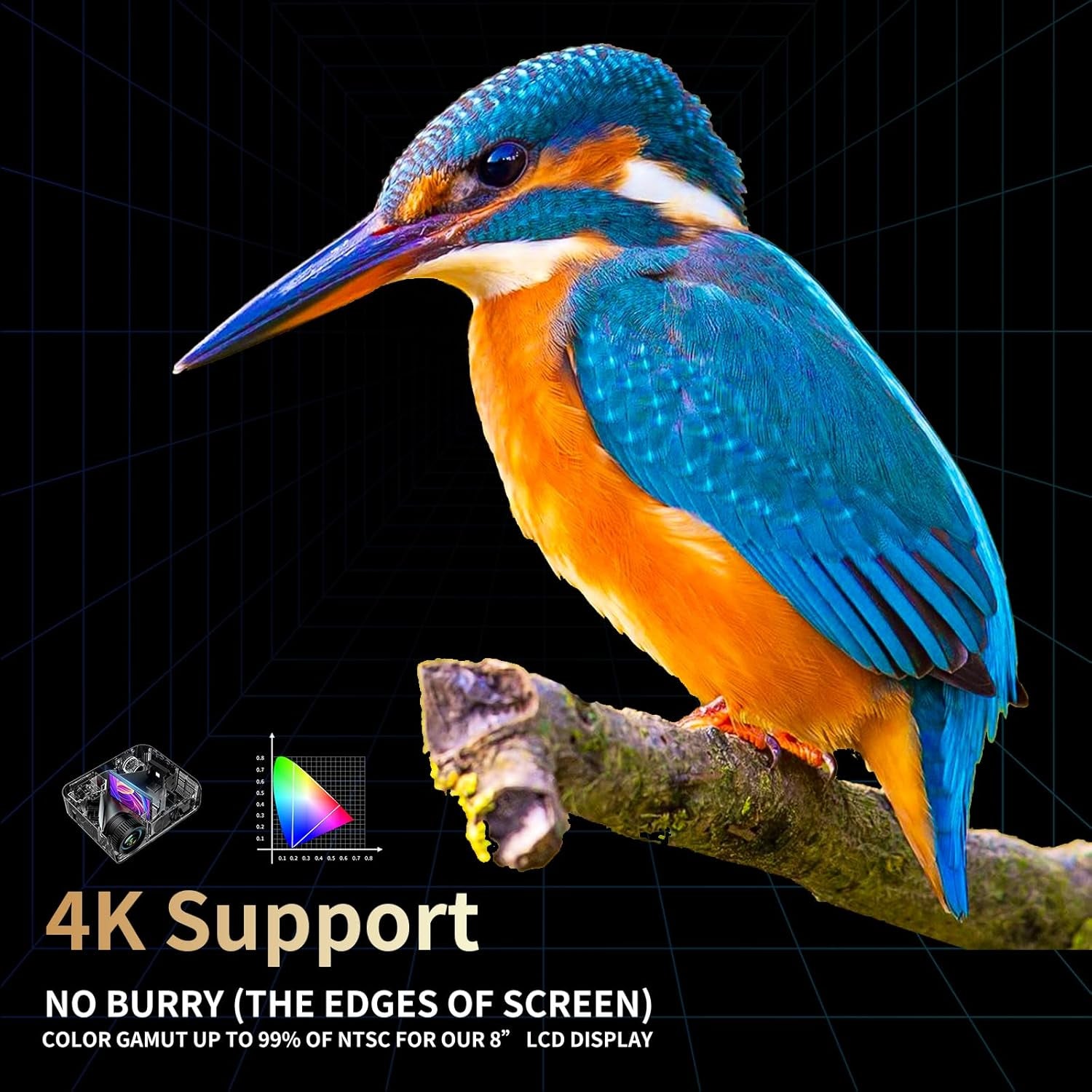 Smart 4K Outdoor Projector with WIFI and Bluetooth,1600Ansi,Auto Focus & Keystone,Doiby Audio,Ppt,Home Theater Movie Projector 4K Hdr10,50%Zoom,500''Display,Arc Compatible W/ TV Stick,Ios,Android,Pc