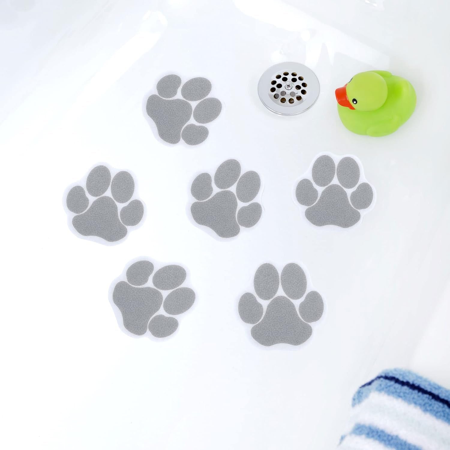 Adhesive Paw Print Bath Treads Add Non-Slip Traction to Tubs, Showers, Pools, Boats, Stairs & More (6 Pieces, Reliable Grip, Tan)