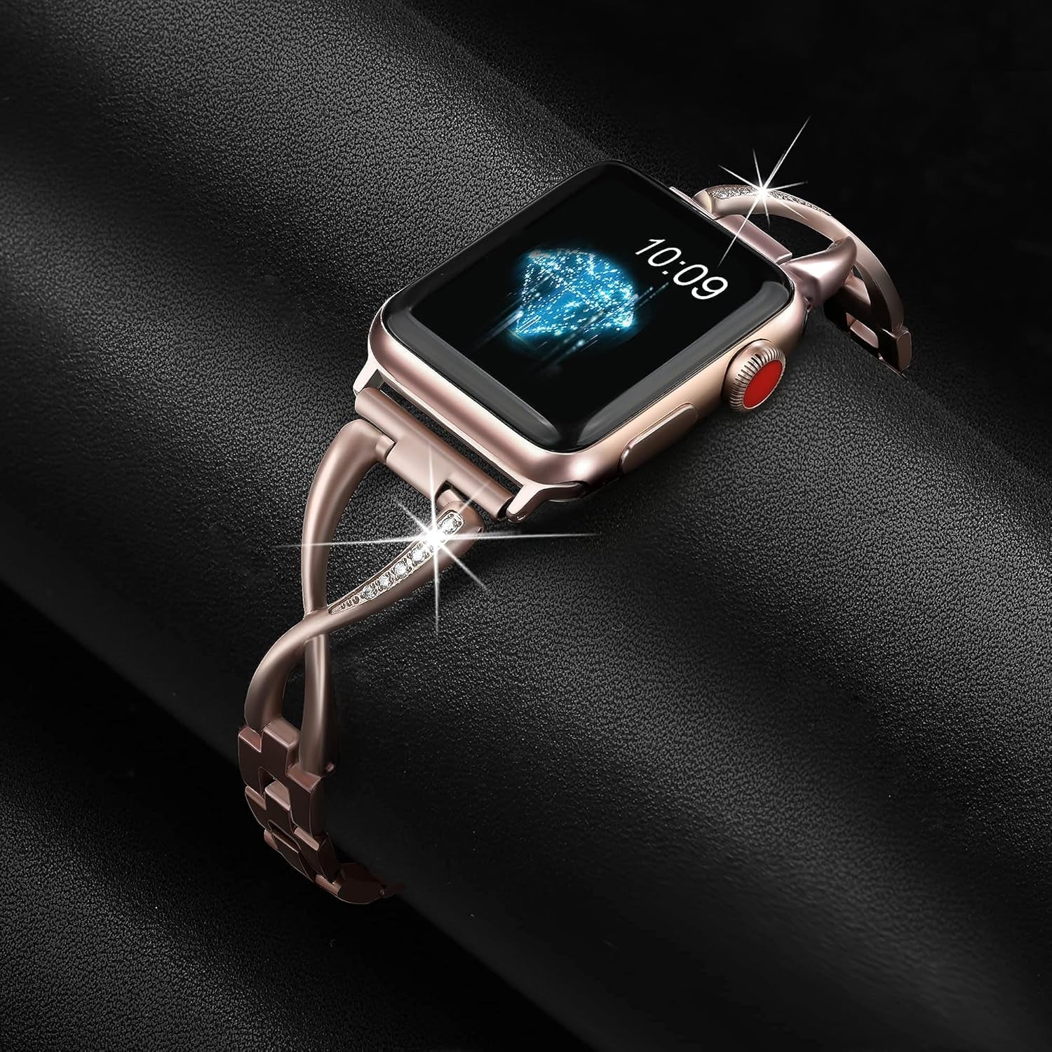 Bands Compatible with Apple Watch Band 38Mm 40Mm 41Mm 42Mm 44Mm 45Mm Iwatch SE Series 9/8/7/6/5/4/3/2/1 Women Dressy Jewelry Stainless Steel Accessories Wristband Strap