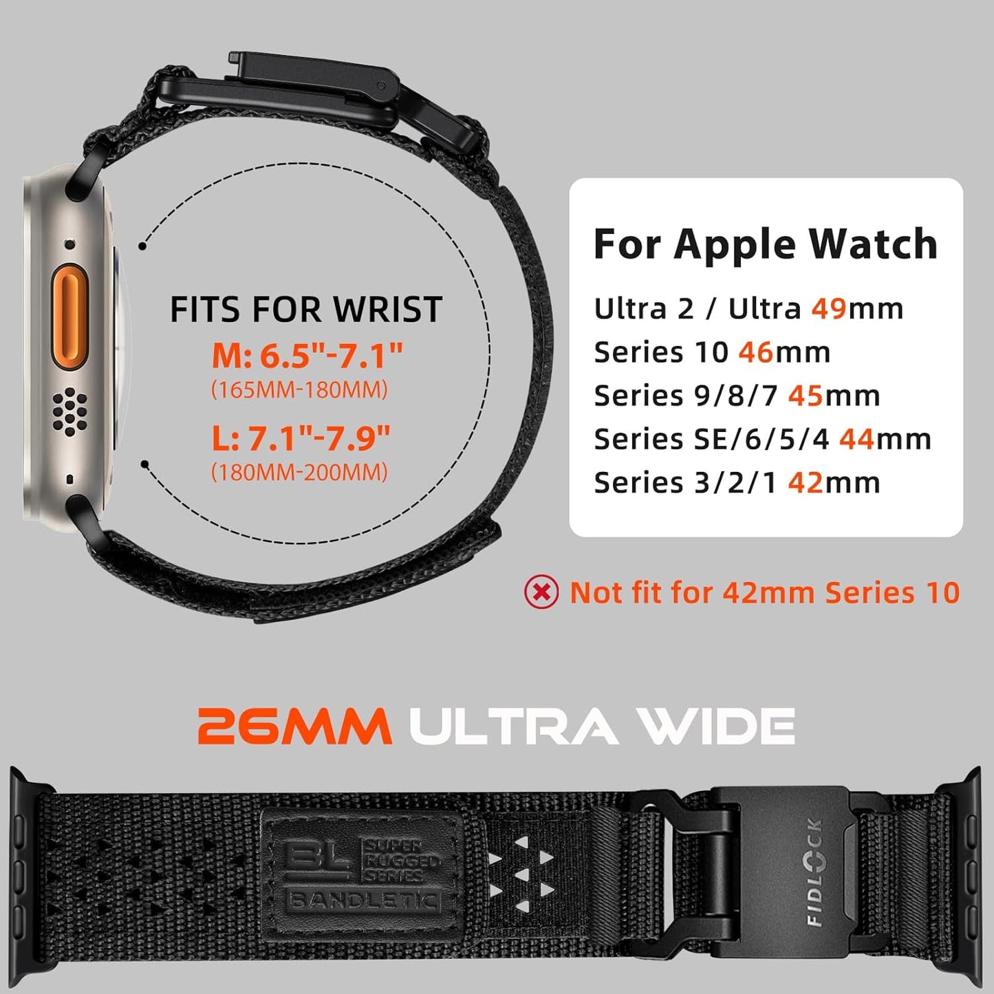 R-Nylon Fidlock Magnetic Buckle Band and Magnetic Watchband for Apple Watch Bands for Men