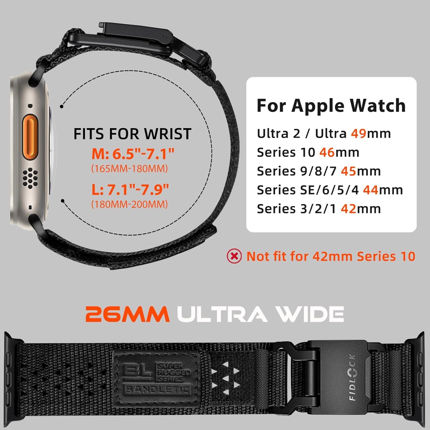 R-Nylon Fidlock Magnetic Buckle Band and Magnetic Watchband for Apple Watch Bands for Men