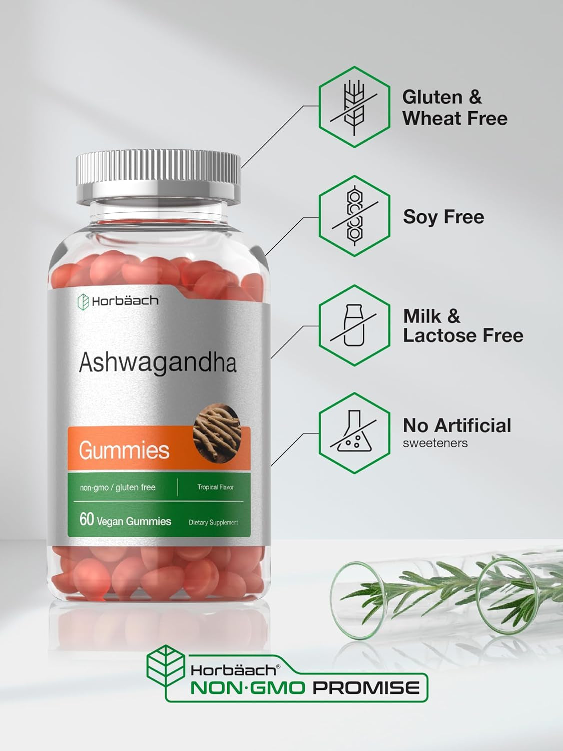Ashwagandha Gummies for Women and Men | 60 Count | Vegan, Non-Gmo, Gluten Free Supplement | Tropical Flavor TLBH