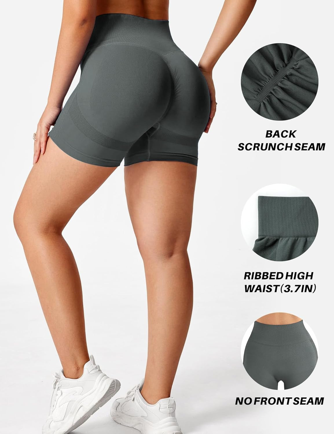 Womens Scrunch Gym Butt Lifting Seamless 5" Shorts Yoga High Waisted Workout Athletic Running Sport Active Booty Shorts