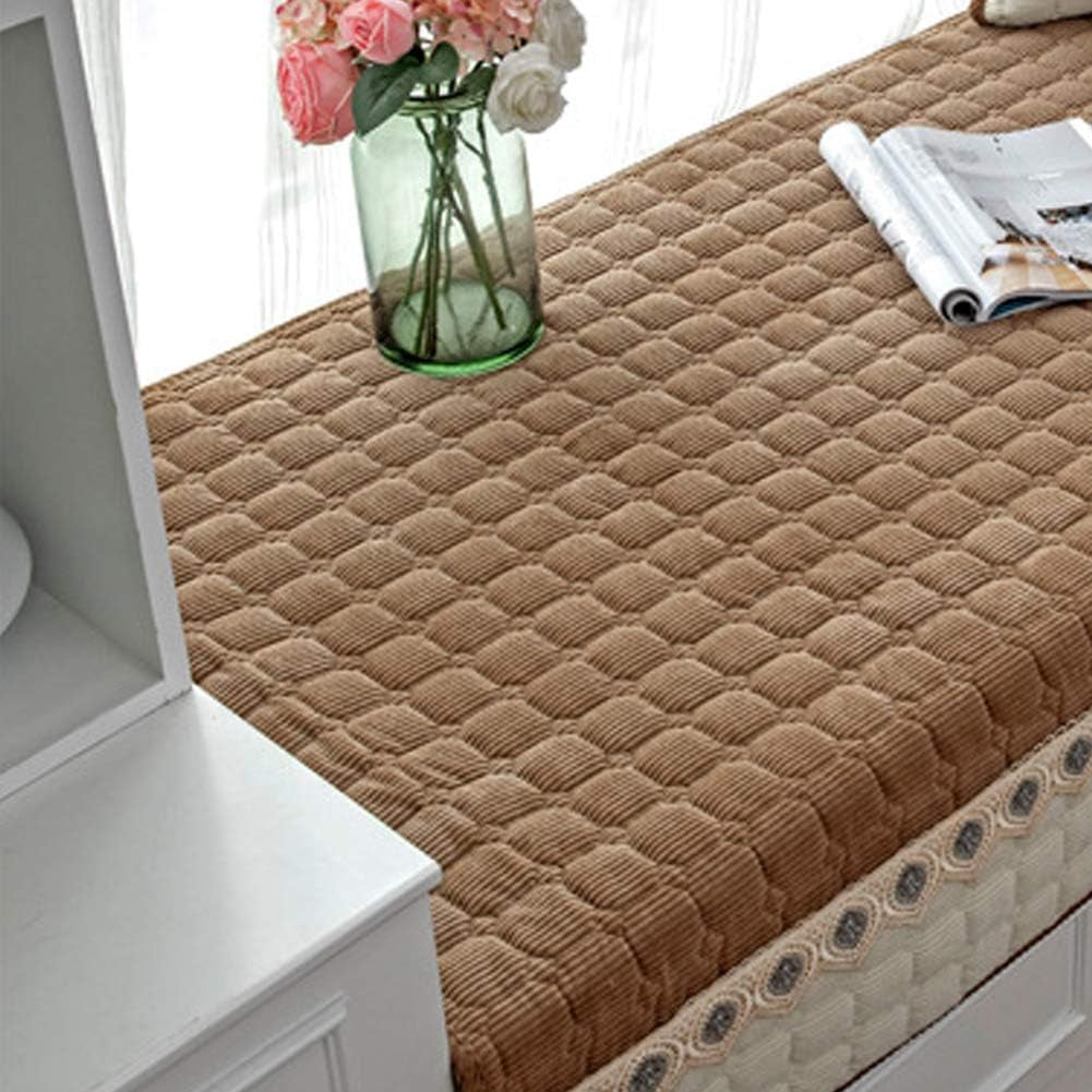 Bay Window Cushion Seat Indoor, Farmhouse Window Seat Cushions Indoor for Bedroom, Non Slip Pads/Bay Window Sill Bench Cushions, 27.55 X 70.86 Inches, Chocolate