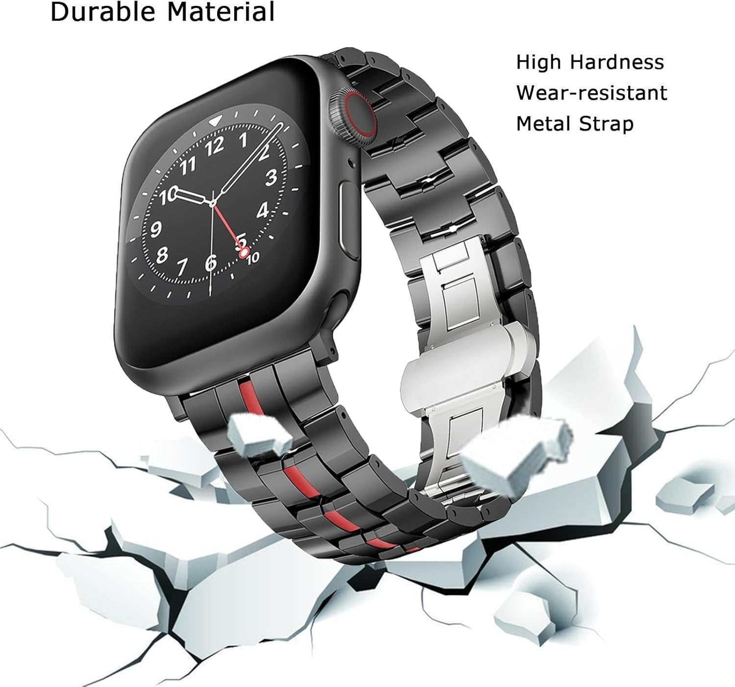 Compatible with Apple Watch 49Mm 45Mm 44Mm 42Mm 41Mm 40Mm 38Mm Stainless Steel Metal Band,Business Bracelet Rugged Strap for Apple Watch Series SE2 SE Ultra2 Ultra 10 9 8 7 6 5 4 3 2 1 Strap
