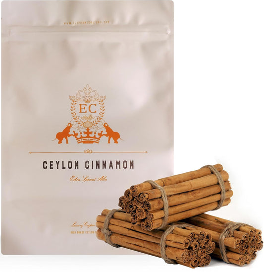 Ceylon'S Finest True Alba Cinnamon (Canela Ceilan) | 6" Long Cinn Sticks | Fresh Harvest | Naturally Sweet Cinnamomum Zeylanicum (Verum) | Lanka Luxury Spices | 150 Grams (Approx 20-25 Quills) TLBH