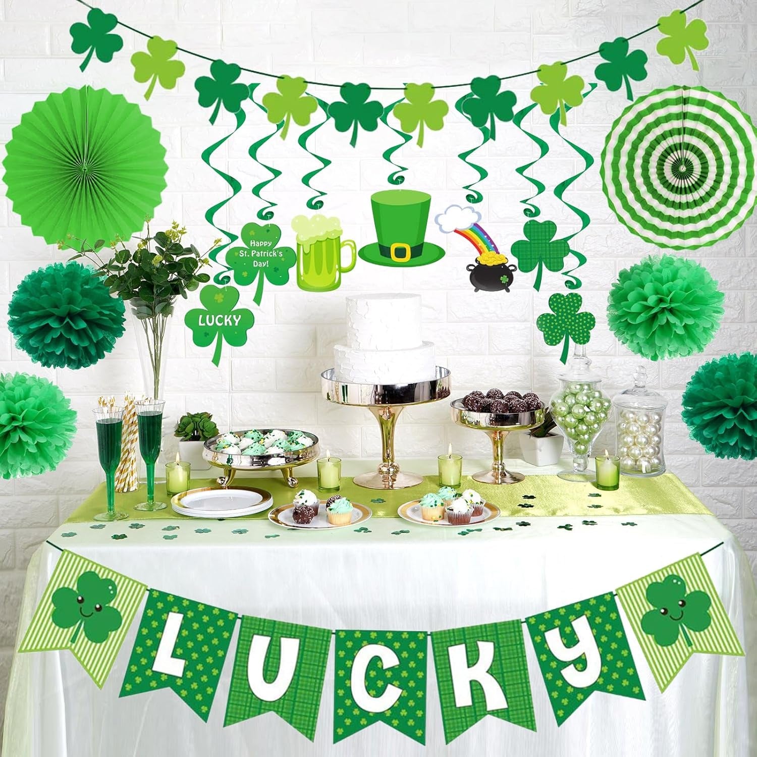 40Ct St. Patrick'S Day Decorations Kit, Hanging Swirls, Banner, Shamrock Garlands for St. Patrick'S Day Decor, St. Patrick'S Day Party Favor