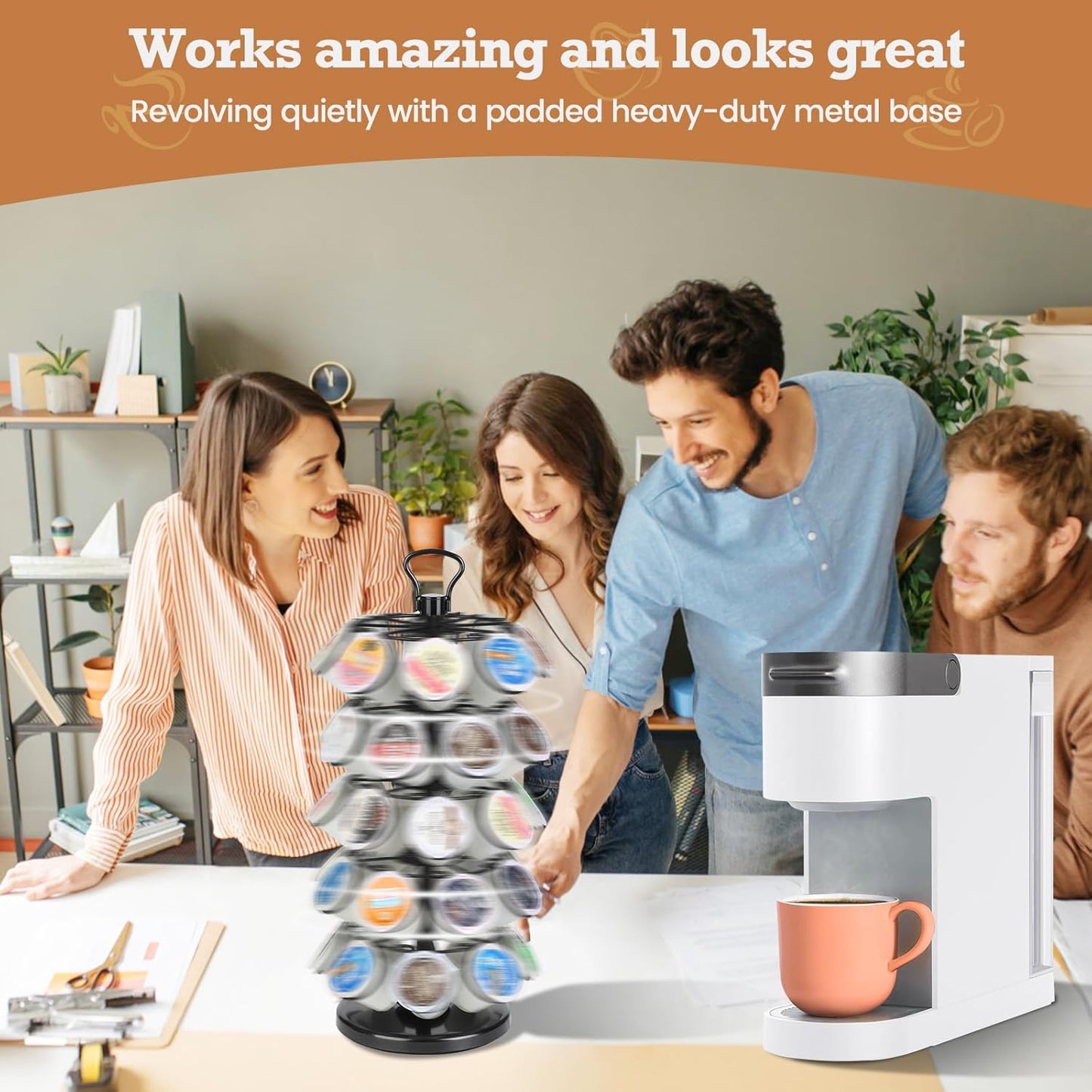 K Cup Holders,K Cup Holder, K Cups Holder,K Cup Carousel, Coffee Pods Holder Storage Organizer Stand (Black, 40 Pods Capacity K/D Design)