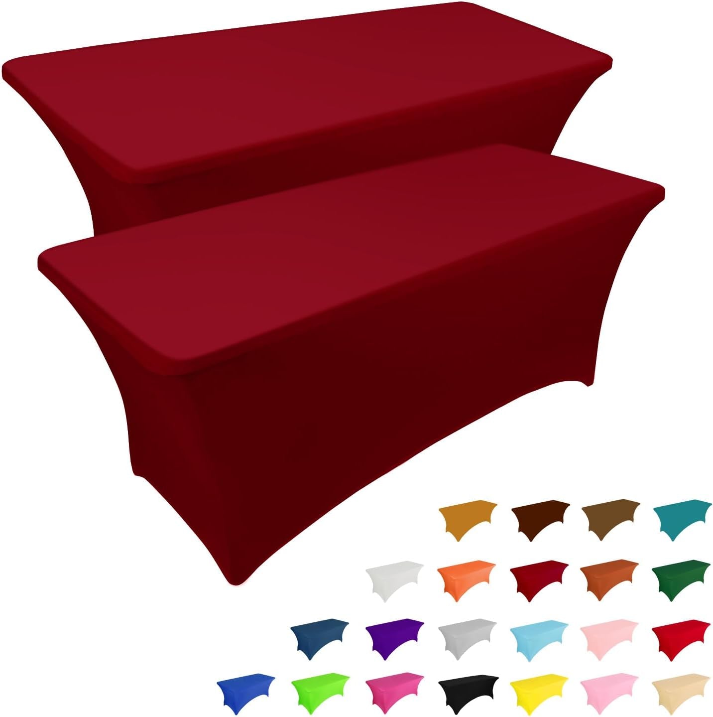 2 Pack 6FT Table Cloth for Rectangular Fitted Events Stretch Black Table Covers Washable Table Cover Spandex Tablecloth Table Protector for Party, Wedding, Cocktail, Banquet, Festival