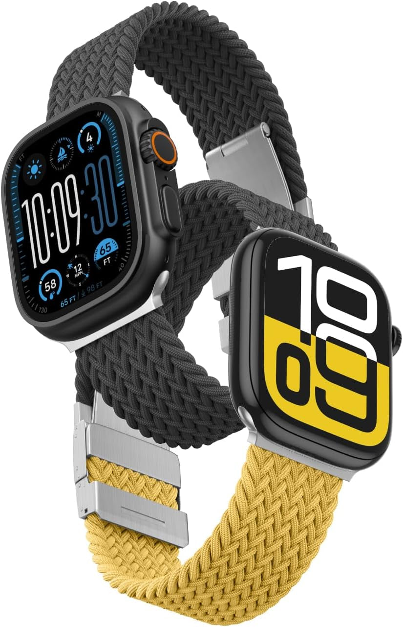 Magnetic Braided Wristbands Compatible with Apple Watch Band 42Mm 44Mm 45Mm 46Mm 49Mm, Elastic Watch Strap for Iwatch Ultra Series 10 9 8 7 6 5 4 3 2 Women and Men, 1 Extra Band for Color Combination